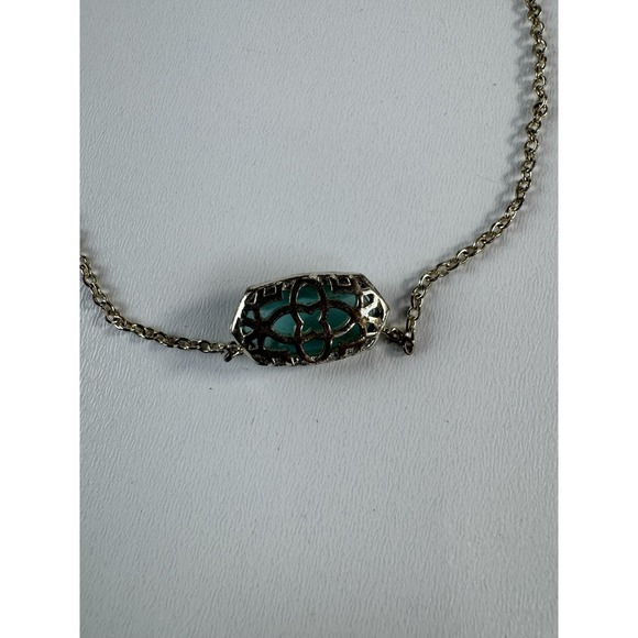 Kendra Scott Necklace Gold Tone Green Oval Pendant Adjustable 16" Womens Jewelry - Picture 9 of 9